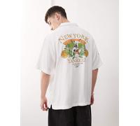 New Era - NY Yankees - Camicia bianca con rever con stampa sul retro-Bianco S