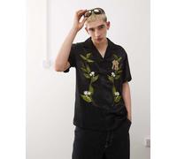 New Era - NY Yankees - Camicia nera con rever e ricamo floreale-Nero XS