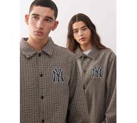 New Era - NY Yankees - Giacca coach marrone a quadri con bottoni e logo L