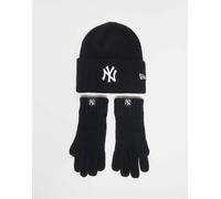 New Era - NY Yankees - Set nero in maglia con berretto e guanti One Size