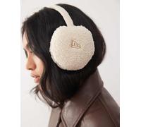 New Era - Paraorecchie color crema in pile borg con logo-Bianco One Size