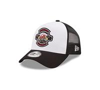 New Era Pigs Eye Garage Location Icon White Black A-Frame Adjustable Trucker Cap - One-Size