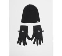 New Era - Set nero con berretto e guanti per touchscreen in maglia con logo della bandiera One Size