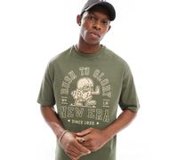 New Era - T-shirt kaki con grafica-Verde S