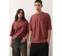 New Era - T-shirt oversize color rosso slavato con logo applicato L