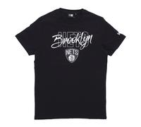 New Era, ,Tops ,Uomo ,Nero ,S Brooklyn Nets Script Tee Nero/Bianco