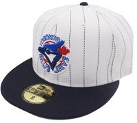 New Era Toronto Blue Jays Pinstripe Bianco Navy Cooperstown Sidepatch Fitted Cap