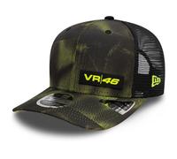 New Era VR46, Valentino Rossi, 9FIFTY Trucker cap, Halftone Camo Print, Nero/Giallo Fluo, Regolabile, Nero, M-L