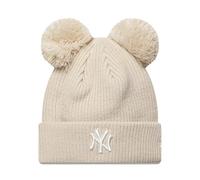 New Era - NY Yankees - Berretto da donna beige a coste con doppio pompon-Neutro One Size