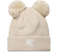 New Era - NY Yankees - Berretto da donna beige a coste con doppio pompon-Neutro One Size