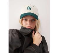 New Era - Womens NY Yankees 9twenty - Cappellino in velluto a coste beige e verde con visiera a contrasto-Multicolore One Size