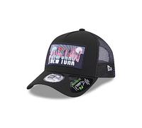 New Era York A-Frame Adjustable Trucker Cap Schwarz gebogeener Schirm License Plate verstellbar - One-Size