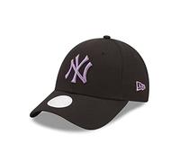 New Era York Yankees Caps MLB Fanprodukt Schwarz Lila NY Logo Damenkappe verstellbar - One-Size
