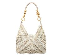 New Fashionable Handmade Woven Bag, Boho Large Capacity Lightweight Shoulder Bag for Beach Vacation Summer Picnic Daily Use (Khaki & Beige)