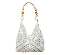 New Fashionable Handmade Woven Bag, Boho Large Capacity Lightweight Shoulder Bag for Beach Vacation Summer Picnic Daily Use (Blue)