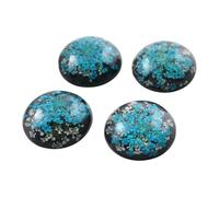 New for Fashion - Fiori secchi naturali blu e bianchi, 25 mm, in resina, con retro piatto, Cameo G4 - 21, 5 pezzi