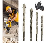 New Four-Flute Sawtooth Eccentric Drill Bit, Cozy Hoome Drill Bits, Efficient Drill and Tap Set, Titanium-Coated Design Drill Bit, Multiple Sizes Drill Bit Set for Wood and Metal (6.8.10.12)