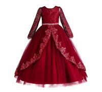 New front Abito Cerimonia Bambina Ragazza Cenerentola Principessa Abito Maniche lunghe pezzi di fiore Carnevale Cosplay Festa Compleanno Vestire Natale，150