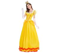 New front Abito da principessa rosa scintillante da donna costume per Halloween outfit travestimento carnevale cosplay fiaba magia Peach Costume con Accessori,S