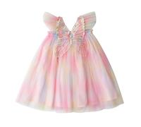 New front Abito Principessa Bambina in Tulle Senza Maniche con Ali di Farfalla Abito Cerimonia Compleanno Bimba Costume di Cosplay Party Halloween Natale Fantasia，110