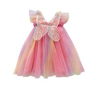 New front Abito Principessa Bambina in Tulle Senza Maniche con Ali di Farfalla Abito Cerimonia Compleanno Bimba Costume di Cosplay Party Halloween Natale Fantasia，100