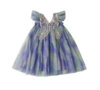 New front Abito Principessa Bambina in Tulle Senza Maniche con Ali di Farfalla Abito Cerimonia Compleanno Bimba Costume di Cosplay Party Halloween Natale Fantasia，90