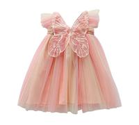 New front Abito Principessa Bambina in Tulle Senza Maniche con Ali di Farfalla Abito Cerimonia Compleanno Bimba Costume di Cosplay Party Halloween Natale Fantasia,130