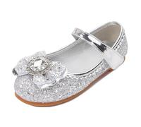 New front Ballerine Bambina Scarpe Principessa da Ragazza Brillantini Elegante Partito Scarpe per Halloween Natale Carnevale Compleanno Festa a Tema Matrimoni Scuola,Argento,26 EU