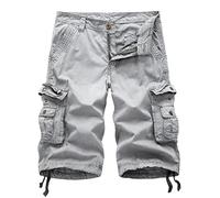 New front Bermuda Cargo Uomo Pantaloncini da Campeggio Uomo Uomo Cargo Shorts Pantaloncini Cargo Uomo Pantaloncini Cotone Uomo Estate Tempo Libero Design Multitasche Tessuto Leggero Argento 46