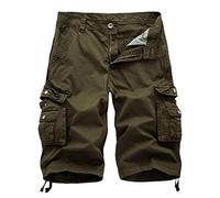 New front Bermuda Cargo Uomo Pantaloncini da Campeggio Uomo Uomo Cargo Shorts Pantaloncini Cargo Uomo Pantaloncini Cotone Uomo Estate Tempo Libero Design Multitasche Tessuto Leggero Verde 36