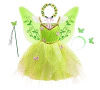 New front Costume Campanellino Vestito Trilly Bambina Abiti Ragazza Fata Farfalla Cosplay Classico Fiore Farfalle Estive Tulle Fotografia Spettacolo Palcoscenico Carneval Halloween Verde 90
