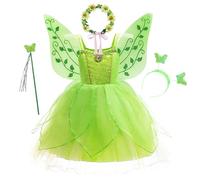 New front Costume Carnevale Bambina Fata Farfalla Abiti Campanellino Vestito Trilly Classico Farfalle Fiore Cosplay Estive Tulle Halloween Fotografia Spettacolo Palcoscenico Verde 140