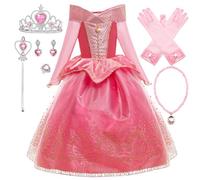 New front Costume da Principessa Aurora Abito delle Ragazze Fantasia Comunione Battesimo Vestito Principessa Bambina Festa di Halloween Compleanno Natale Carnevale Cerimonie Rosa 140