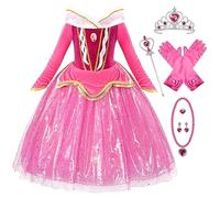 New front Costume da Principessa Aurora Vestito Aurora Bambina Costume Cosplay della Principessa Vestito da Principessa Aurora Compleanno Feste a Tema Halloween Carneval Natale Rosa 120