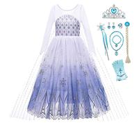 New front Costume da Principessa Frozen Elsa Vestito Elsa Frozen Bambina Abito da Principessa Gonna in Tulle per Festa di Cosplay Party Halloween Compleanno Carnevale Natale，130