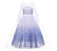 New front Costume da Principessa Frozen Elsa Vestito Elsa Frozen Bambina Abito da Principessa Gonna in Tulle per Festa di Cosplay Party Halloween Compleanno Carnevale Natale，140