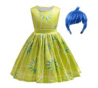 New front Costume “Inside Out” Vestito Halloween Bambina Abito Ragazza Parrucche Compleanno Cosplay Halloween Natale Carnevale Verde 150