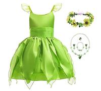 New front Costume per Ragazze Tinkerbelll Trilly Cosplay Abito Bambina Bacchetta Magica Vestito per la Carneval Feste a Tema Estive Halloween Festa di Compleanno 3-10 Anni Verde 80