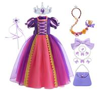 New front Costume Principessa Bambina Abiti Tangled Tulle Vestito Rapunzee Ragazze Matrimonio Ragazze Fiore Fotografia Spettacoli Halloween Carneval Estate Cosplay Compleanno Viola Argento 100