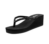 New front Infradito Donna Alte Infradito Alto Gioiello Eleganti Infradito Donna Mare Moda Tacco Inclinato Gomma Comfort Estate Piscine Sabbia Vacanza Spiaggia Nero L