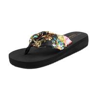New front Infradito Donna Alto Infradito Donna Eleganti Infradito Alto Floreale Infradito Donna Mare 4cm Altezza Moda Gomma Comfort Sabbia Spiaggia Vacanza Piscine Estate Nero M
