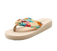 New front Infradito Donna Alto Infradito Donna Eleganti Infradito Alto Floreale Infradito Donna Mare 3cm Altezza Moda Gomma Comfort Sabbia Spiaggia Vacanza Piscine Estate Beige S