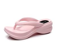 New front Infradito Donna Zeppa Fondo Spesso Tacco Inclinato Eleganti Moda Mare Morbide Estive Sabbia Spiaggia Piscine Vacanza Rosa L