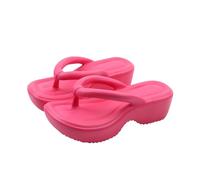 New front Infradito Estate Nero Fondo Spesso Donna Eleganti Mare Zeppa Moda Tacco Inclinato Comfort Sabbia Spiaggia Piscine Casa Vacanza Hawaii Rosa 40