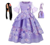 New front Isabela Costume Vestito Bambina Cosplay della Principessa Isabela Vestito Principessa Isabela Encanto Feste a Tema Halloween Carneval Natale Borsa Parrucche Viola 150