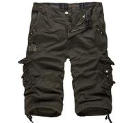 New front Pantaloncini Cargo Uomo Bermuda Cargo Uomo Pantaloncini Cotone Uomo Pantaloncini Sportivi Pantaloncini da Campeggio Multitasche Uomo Estate Spiaggia Verde 34