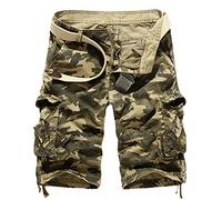 New front Pantaloncini Mimetici Uomo Pantaloncini Cargo Uomo Pantaloncini Cotone Pantaloncini da Campeggio Bermuda Corsa Escursioni Spiagge Pesca Campeggio Ciclismo Senza Cintura Cachi 40