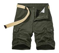 New front Pantaloncini Sportivi Pantaloncini Cargo Uomo Bermuda Cargo Uomo Pantaloncini Cotone Uomo Estate Leggero e Traspirante Spiaggia Corsa Piscina Ciclismo Escursionismo Cinture Verde 36