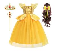 New front Principessa Belle e la Bestia Abiti da principessa Bambini Paillettes Mesh Tutu Essere Bambini Vestito Abiti da Festa di Halloween Carnevali Abito Costume Vestito Cosplay,Giallo,110