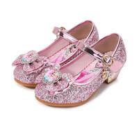 New front Principessa Scarpe Festive Scarpe col Tacco da Principessa per Bambina Buona qualità Partito Scarpe Principessa Scarpe Eleganti,Rosa-Elsa,24EU